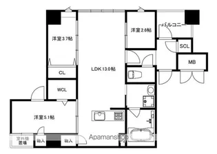 MODERN PALAZZO薬院2丁目【4階】の間取り