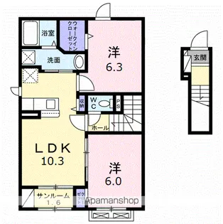 アイプレイス敦賀【2階】の間取り