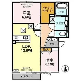 サンク・カルティエ【1階】の間取り
