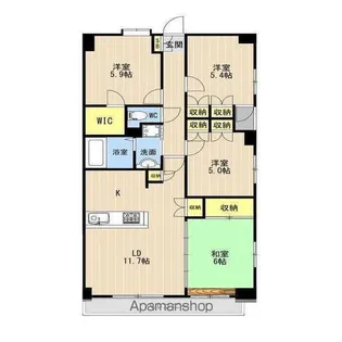 アーバンパレス水前寺駅前【13階】の間取り