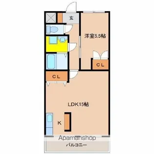 シャンテ一の宮【3階】の間取り