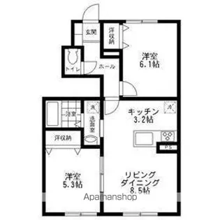 西鶴間KIガーデンズ 壱番館【103号室号室】の間取り