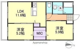 ボヌール鴨方【2階】の間取り