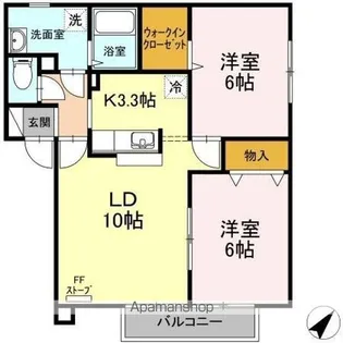 セジュール高砂【A202号室】の間取り