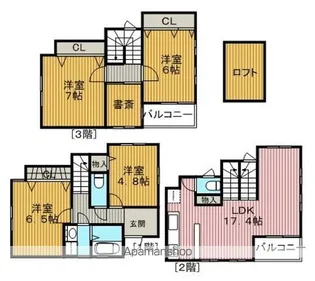 大阪府豊中市岡上の町3丁目【一戸建】の間取り