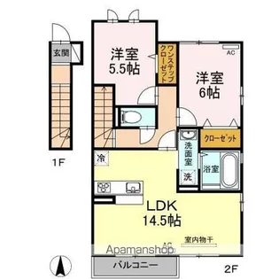 エイトサザンコート B棟【2階】の間取り