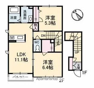 プロヌーブ原田町 A棟【2階】の間取り
