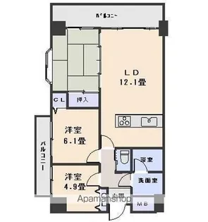 いよてつロフティ郡中【4階】の間取り