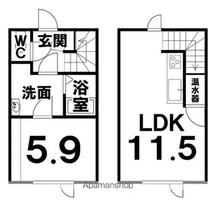 北海道帯広市西十一条北3丁目【テラスハウス】の間取り