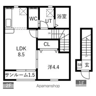 ソレイユマーレⅡ【202号室】の間取り