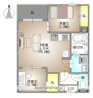 REGALEST 伊島Ⅰ【202号室号室】の間取り