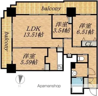 パシフィックタワー札幌【4階】の間取り