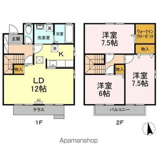 長野県長野市稲田3丁目【テラスハウス】の間取り