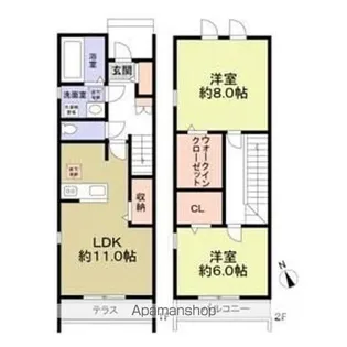 千葉県柏市大室【テラスハウス】の間取り