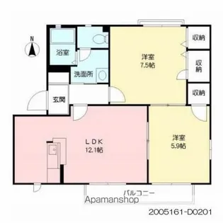 オー・ボアパティールⅡ D棟【2階】の間取り