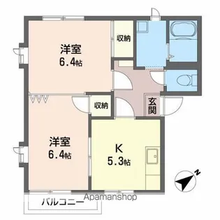 カーサ如月【2階】の間取り