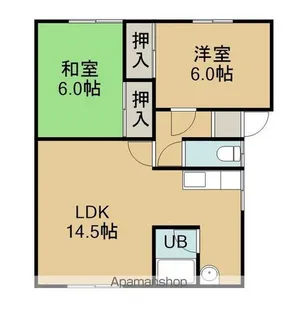 ハイホーム中村【2F右号室】の間取り