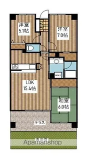 サーパス南万代【102号室】の間取り