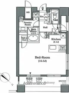 ホライズンプレイス赤坂【14階】の間取り