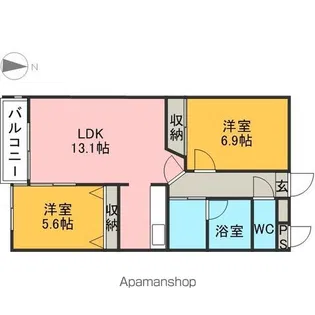 アールベール【203号室】の間取り
