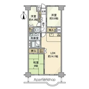 コミュニタス千代が丘S棟【1111号室】の間取り