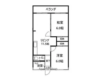 コーポアラシロ【102号室】の間取り