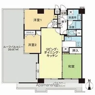 ライオンズマンション本川越第2【907号室】の間取り