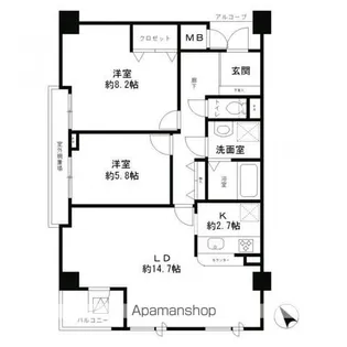 レジディア六本木檜町公園【4階】の間取り