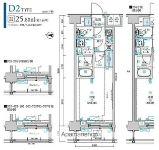 メインステージ森下駅前【705号室号室】の間取り