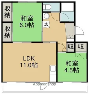 2LDKの間取り画像