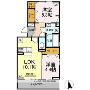 ドヌール・エスパース A棟【2階】の間取り