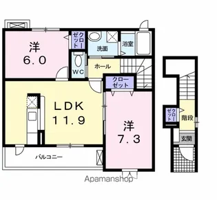 グランベルメゾン【2階】の間取り