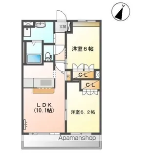 ウエストヴィラージュ(WEST VILLAGE)【2階】の間取り