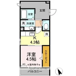 サイクルメゾン大工町【102号室】の間取り