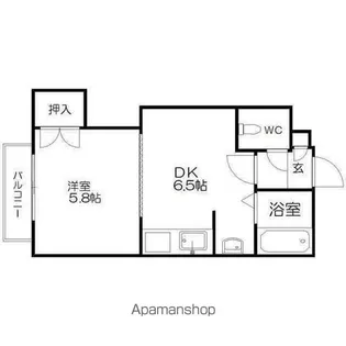 サニープレイス中の島【202号室】の間取り