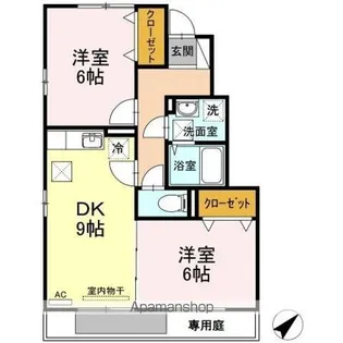 セジュール湯女 B棟【B103号室】の間取り