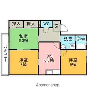 アートルアラタ【101号室】の間取り