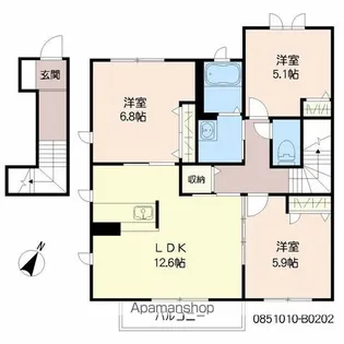 グランデュオ紙小 B棟【2階】の間取り