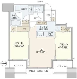 シティタワー大阪本町【17階】の間取り