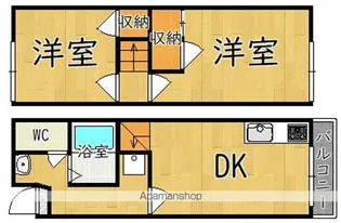 レオパレス備前香芝【1階】の間取り