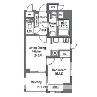 プライムアーバン中目黒Ⅱ【9階】の間取り