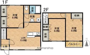 静岡県浜松市中央区富塚町【テラスハウス】の間取り