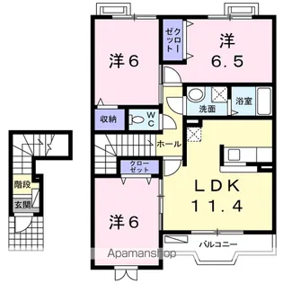 プラシード細木B【2階】の間取り
