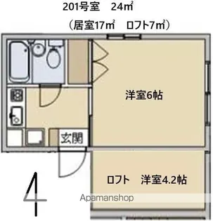 ハイツ川村【201号室】の間取り