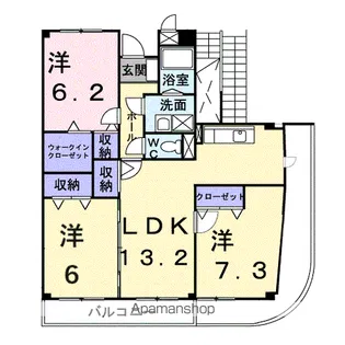 パルシャス東【3階】の間取り