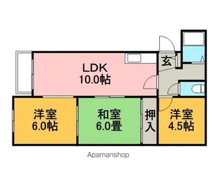 シャトーわたなべ【A101号室】の間取り
