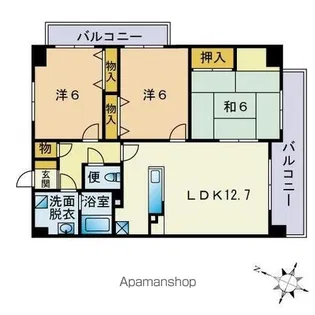 ウインズマンション周船寺駅西【601号室】の間取り
