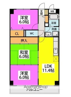 アバンダントTOU【3階】の間取り