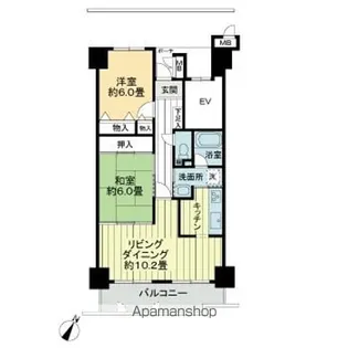 サーパス祝谷【1階】の間取り