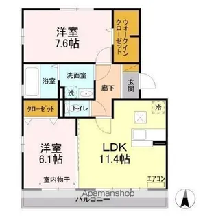 セントラルアヴェニュー B【1階】の間取り